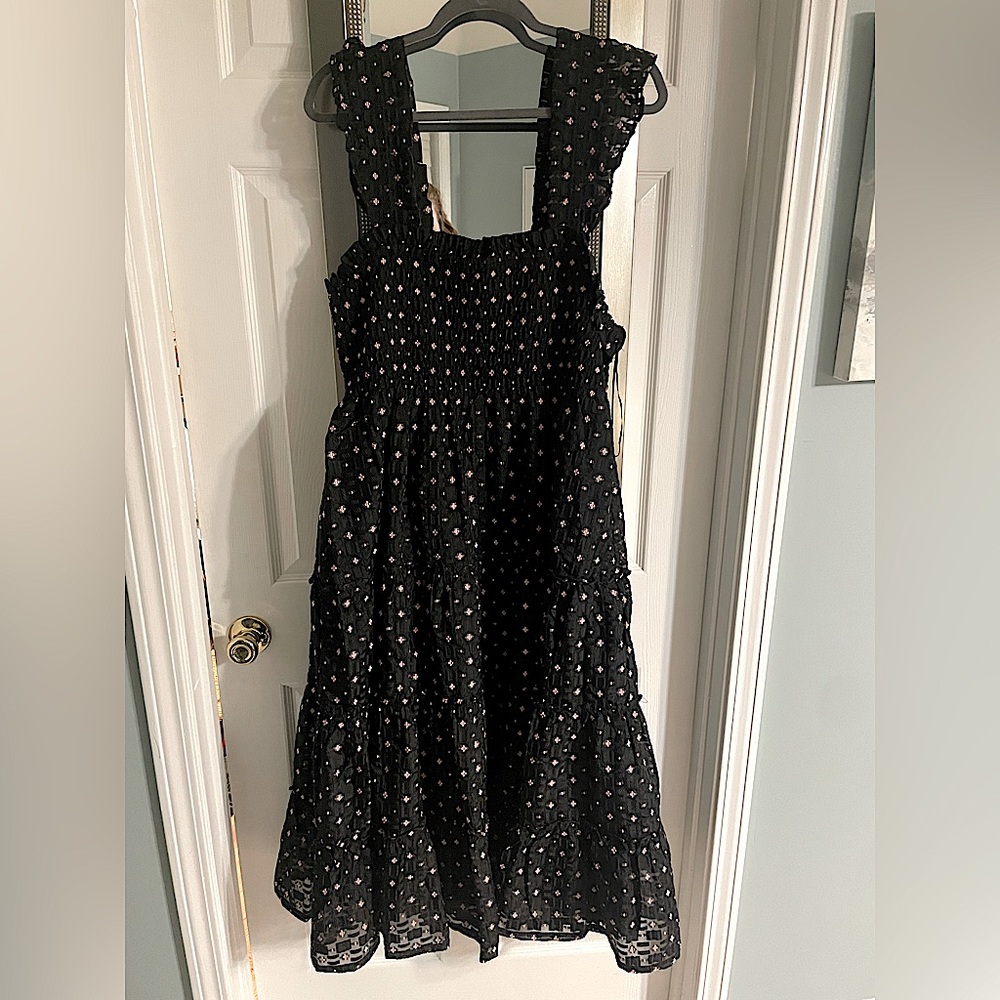 NWT Crown and Ivy Ruched Black - Pink Midi Dress